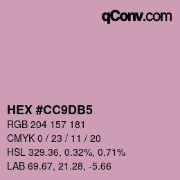 カラーコード: HEX #CC9DB5 | qconv.com