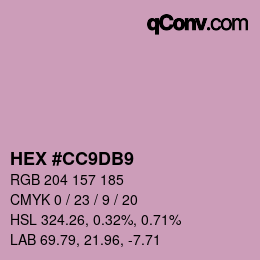 Color code: HEX #CC9DB9 | qconv.com