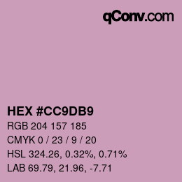 Color code: HEX #CC9DB9 | qconv.com