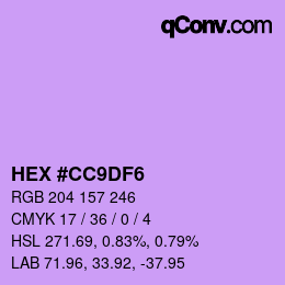 Color code: HEX #CC9DF6 | qconv.com