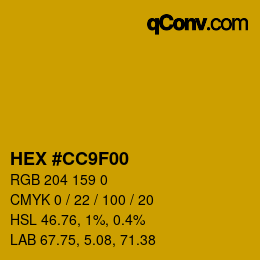 Color code: HEX #CC9F00 | qconv.com