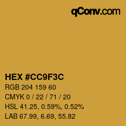 Color code: HEX #CC9F3C | qconv.com