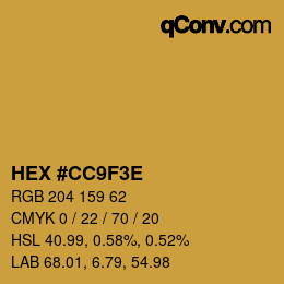 Color code: HEX #CC9F3E | qconv.com