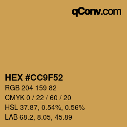 Farbcode: HEX #CC9F52 | qconv.com