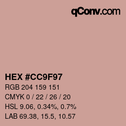 カラーコード: HEX #CC9F97 | qconv.com