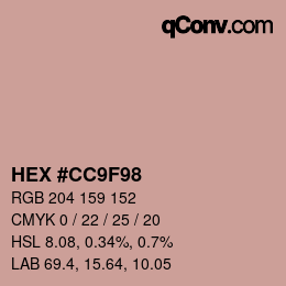 カラーコード: HEX #CC9F98 | qconv.com
