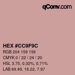 Color code: HEX #CC9F9C | qconv.com