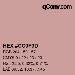 Color code: HEX #CC9F9D | qconv.com