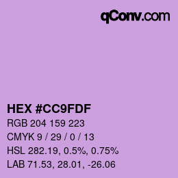 カラーコード: HEX #CC9FDF | qconv.com