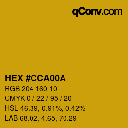 カラーコード: HEX #CCA00A | qconv.com
