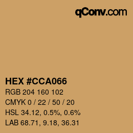 Color code: HEX #CCA066 | qconv.com