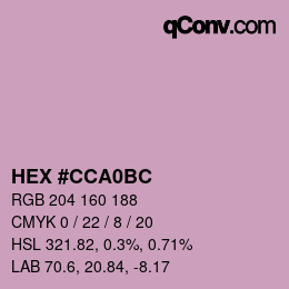 カラーコード: HEX #CCA0BC | qconv.com
