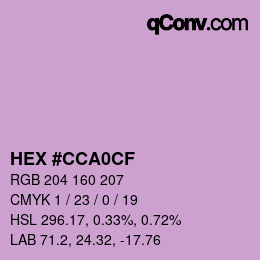 Color code: HEX #CCA0CF | qconv.com