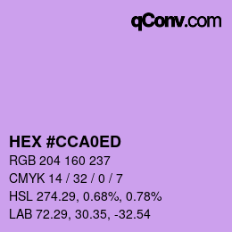 カラーコード: HEX #CCA0ED | qconv.com