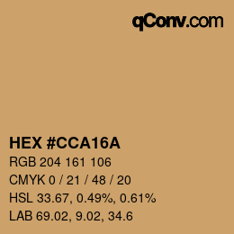 Color code: HEX #CCA16A | qconv.com