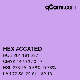 颜色代码: HEX #CCA1ED | qconv.com