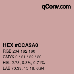颜色代码: HEX #CCA2A0 | qconv.com