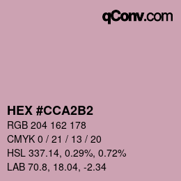 Farbcode: HEX #CCA2B2 | qconv.com