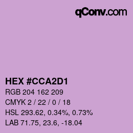 カラーコード: HEX #CCA2D1 | qconv.com
