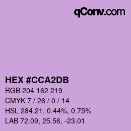 Color code: HEX #CCA2DB | qconv.com