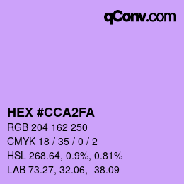 カラーコード: HEX #CCA2FA | qconv.com