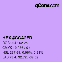 カラーコード: HEX #CCA2FD | qconv.com
