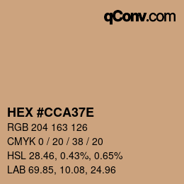 Color code: HEX #CCA37E | qconv.com