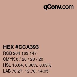 Color code: HEX #CCA393 | qconv.com