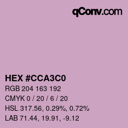 Color code: HEX #CCA3C0 | qconv.com