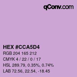 Farbcode: HEX #CCA5D4 | qconv.com