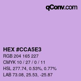 Color code: HEX #CCA5E3 | qconv.com