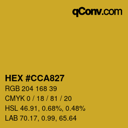 カラーコード: HEX #CCA827 | qconv.com