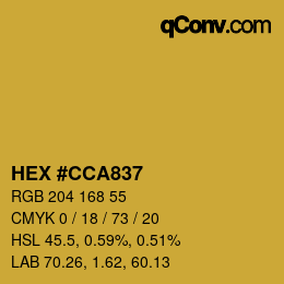 カラーコード: HEX #CCA837 | qconv.com