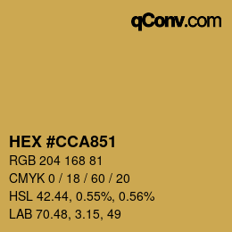 Color code: HEX #CCA851 | qconv.com