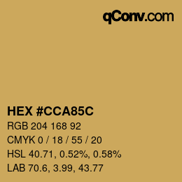 颜色代码: HEX #CCA85C | qconv.com