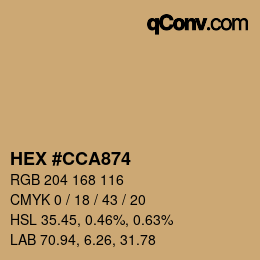 Color code: HEX #CCA874 | qconv.com