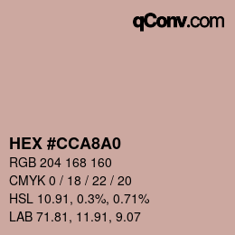 カラーコード: HEX #CCA8A0 | qconv.com