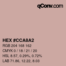 カラーコード: HEX #CCA8A2 | qconv.com