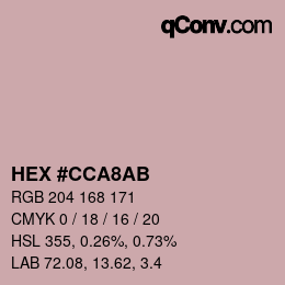 Color code: HEX #CCA8AB | qconv.com