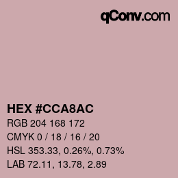 Color code: HEX #CCA8AC | qconv.com