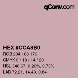 Color code: HEX #CCA8B0 | qconv.com