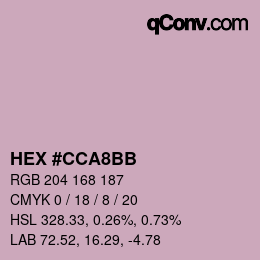 Color code: HEX #CCA8BB | qconv.com