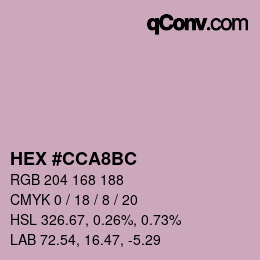 颜色代码: HEX #CCA8BC | qconv.com