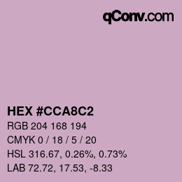 Code couleur: HEX #CCA8C2 | qconv.com