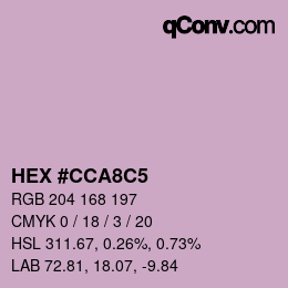 Color code: HEX #CCA8C5 | qconv.com