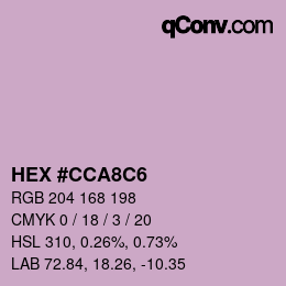 カラーコード: HEX #CCA8C6 | qconv.com