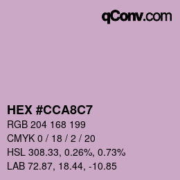 Farbcode: HEX #CCA8C7 | qconv.com