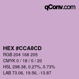 カラーコード: HEX #CCA8CD | qconv.com