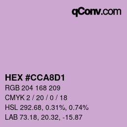 Color code: HEX #CCA8D1 | qconv.com