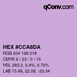 Color code: HEX #CCA8DA | qconv.com